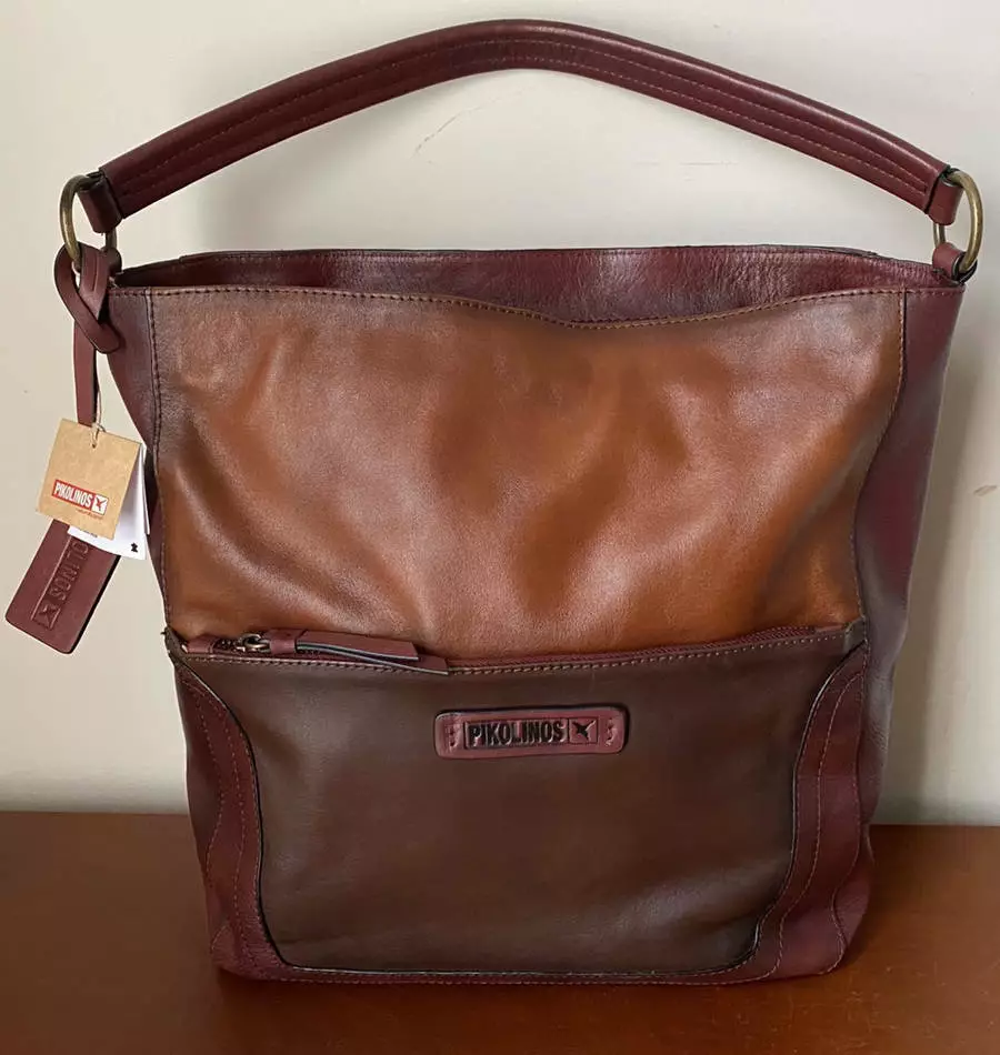 leef ermee plafond Pickering Pikolinos Leather Tricolor Hobo Handbag ~ Garnet Brown | eBay