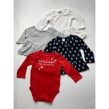 Lot of 4 Girl's 12-18M Old Navy, Carter's, Dudu Cream Long Sleeve Tops