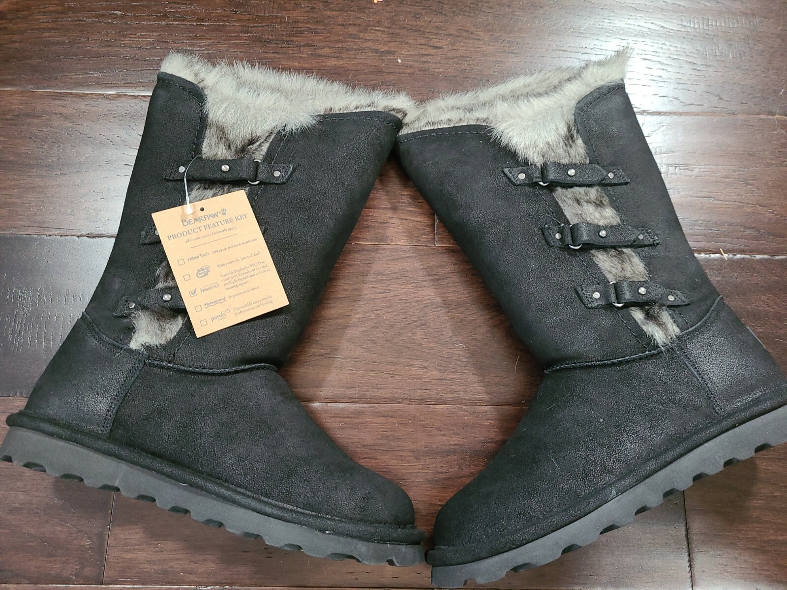 Womens Bearpaw Emery Aged Black Boots 