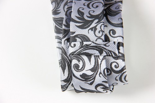 Classic Floral Blue Silver Jacquard Silk Men's Tie Necktie Hanky Cufflink Set - Picture 6 of 7