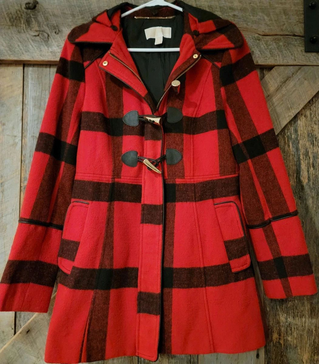 Red plaid shop long coat
