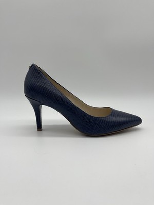 COLE HAAN ネイビー ハイヒール Cole Haan Gemma Logo Pumps Marine Blue Lizard Print Leather Heels