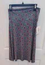 Lularoe Azure Skirt Size Medium Slinky Pink Blue White Yellow Stretchy Comfy NWT