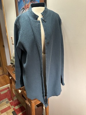 Focus M Dark Teal 100% pre-shrunk Waffle Cotton Jacket Button Detail Split Cuff
