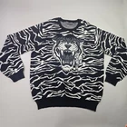 Sean John Sweater 2XL Black White Tiger Zebra Print Graphic Crewneck Knit