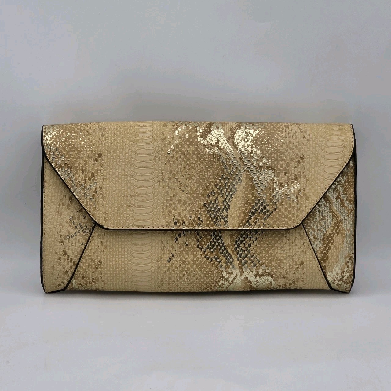 Urban Expression Envelope Clutch Bag With Gold And Beige Faux Snake Skin