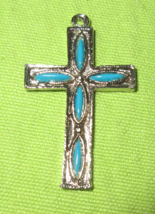 Vintage Silver tone Cross Pendant 1.5 " tall ESTATE SALE FIND Beautiful Pendant - Image 2