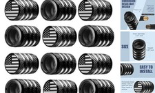Tire Valve Stem Cap Cover - 12 Pack Tire Air Cap Metal American Flag Black