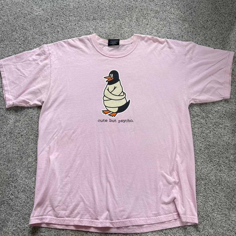 причудливый "милый, но психо" винтажный y2k юмор футболка мужская xl смешной bobby jack  - Изображение 2 из 4