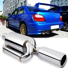 Twin Loop Exhaust Muffler 2.5 Inlet 4.0 Tip Chrome For Subaru Impreza Wrx Sti Twin Loop Exhaust Muffler 2.5 Inlet 4.0 Tip Chrome For Subaru Impreza Wrx Sti