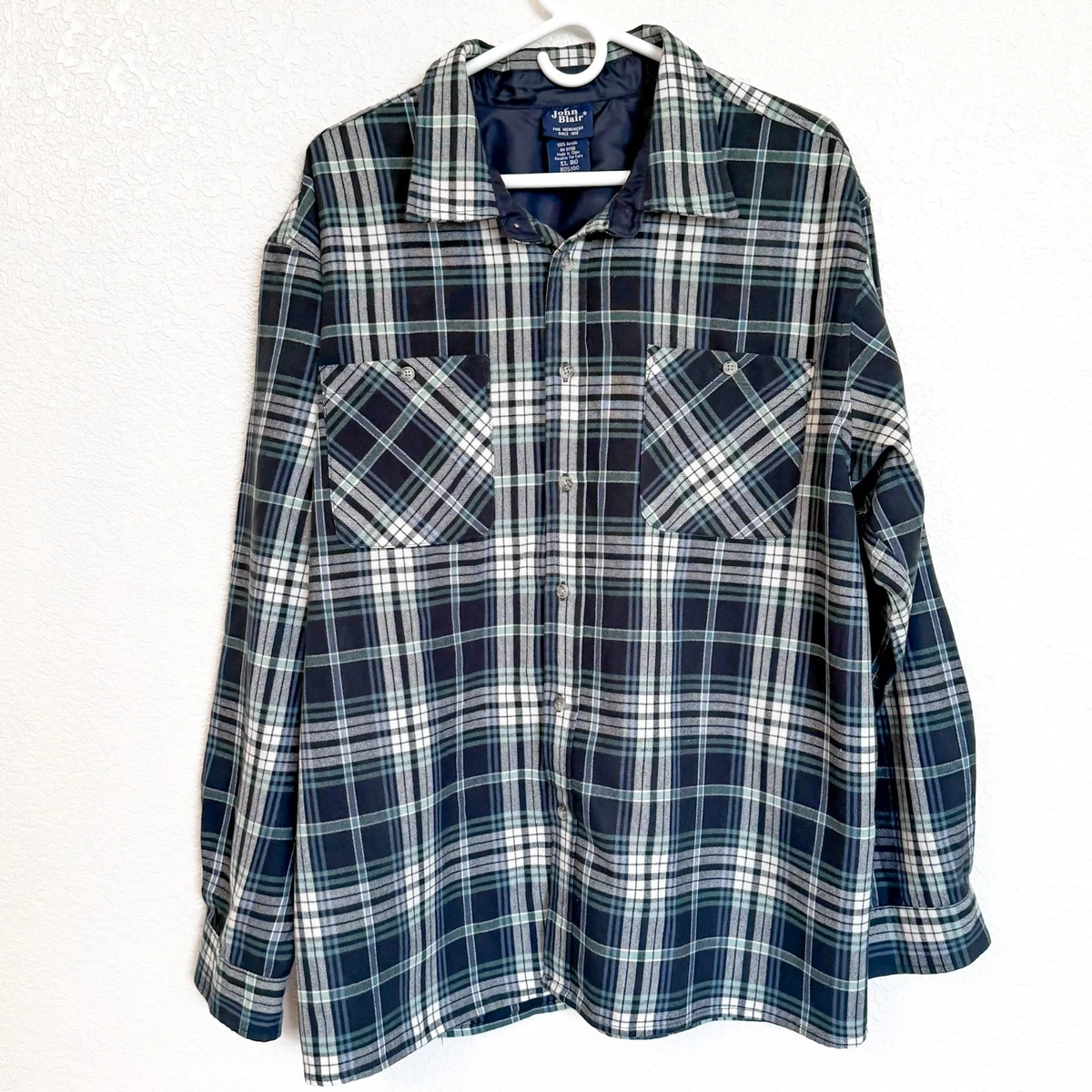 Chemise JOHN BLAIR pour homme des années 1980, ourlet