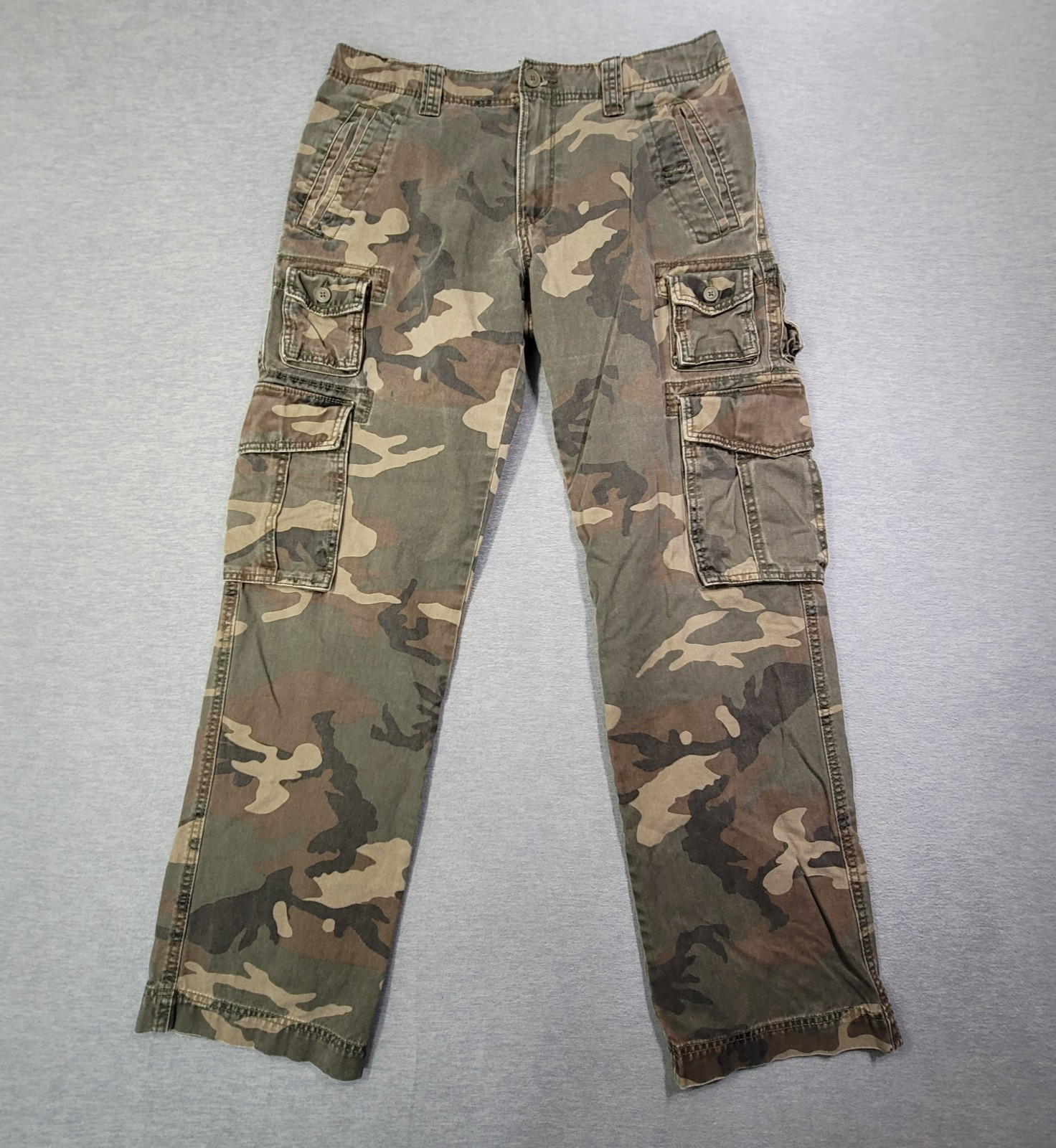 Old Navy Cargo Pants Mens 30x30 Green Camo Straight Leg Military Utility