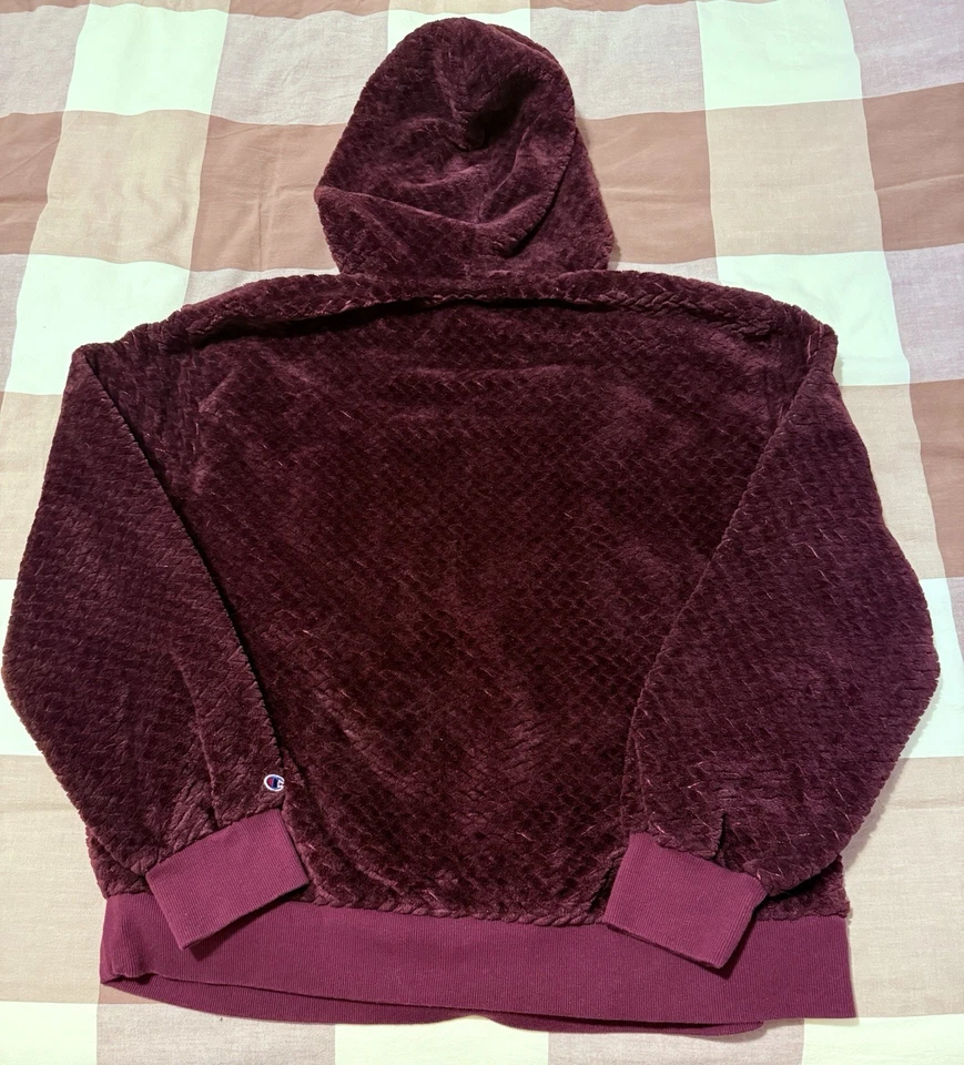 CHAMPION WOMENS PURPLE VELOUR HOODIE SWEATSHIRT X-Large XL Soft - Image 2 of 4