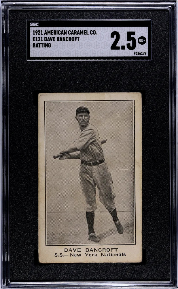 1921 American Caramel Co. Series of 80 (E121) Dave Bancroft Batting SGC 2.5