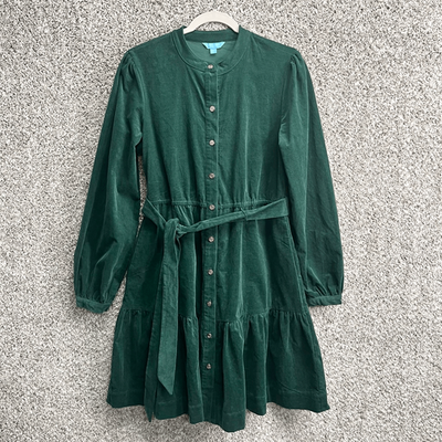 green corduroy dress long sleeve Womens Green Solid Corduroy Overall Dress with Front Pockets Green / M main image 0