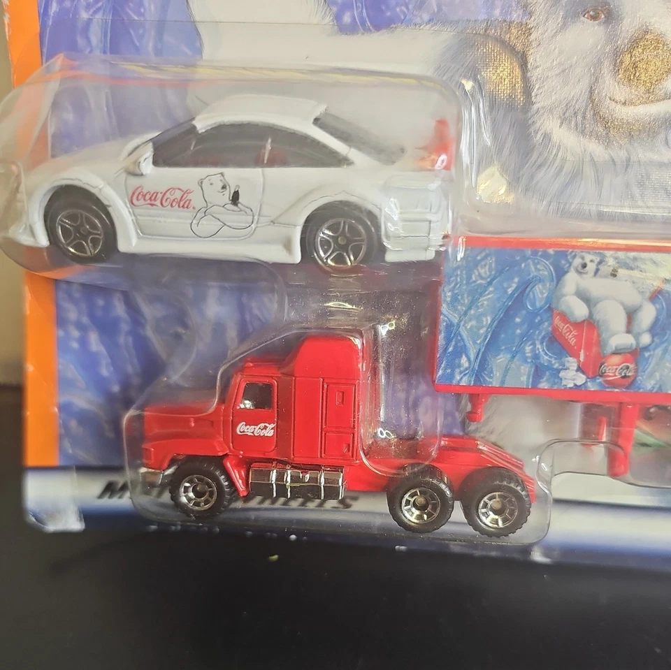 Matchbox Twin Pack Coca Cola Brand Car & Hauler Truck Polar Bear NEW 1999 Mattel - Image 4 of 4