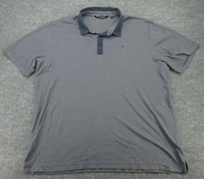 Travis Mathew Polo Shirt Mens 2XL Gray Microstripe Golf Pima Cotton Blend XXL