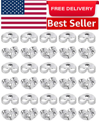 30Pcs/15 Pairs 925 Sterling Silver Earring Backs Replacement Secure Ear Locking