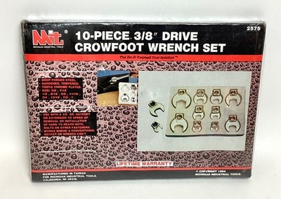 Vintage 1994 Sealed New MIT 1994 10-Piece 3/8'' Drive Crowfoot Wrench Set
