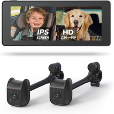 Baby Car Monitor - Dual Camera Backseat Monitor with IPS Screen, 1280x480P HD 