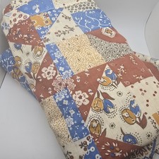 Vtg 70s Curtain Panels Blue Brown Gold Boho F...