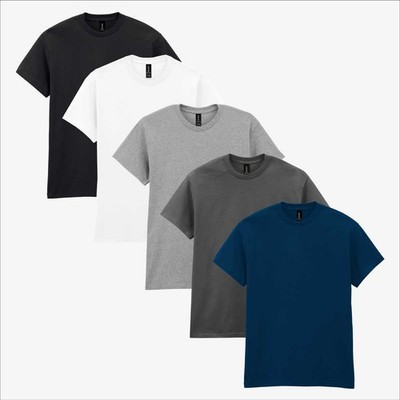 Gildan Herren 5er-Pack ultimatives unifarbenes T-Shirt-Paket Rundhalsausschnitt Baumwolle Set UK