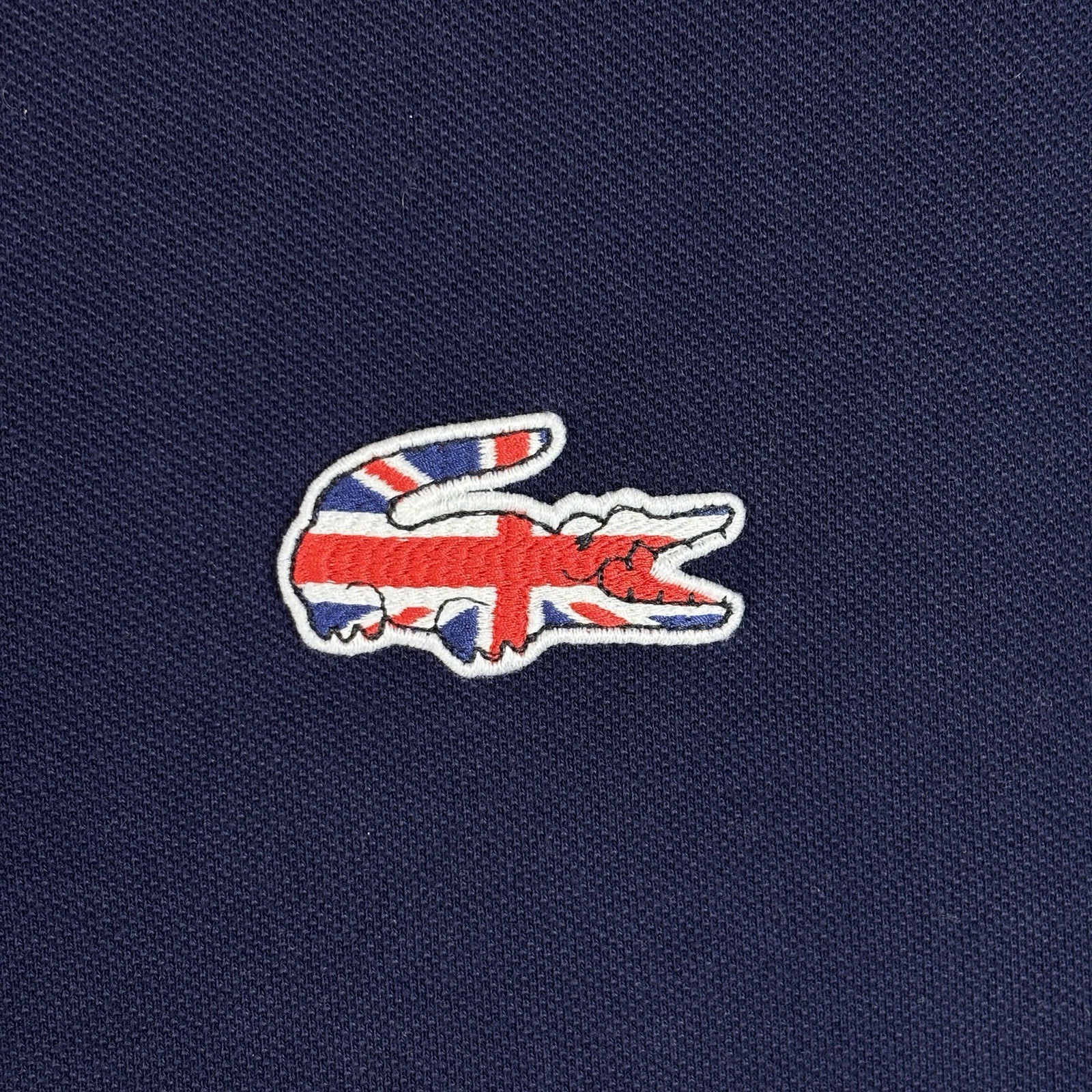Lacoste Polo Shirt Mens XL FR6 Short Sleeve Navy Red Blue Union Jack GB image 3
