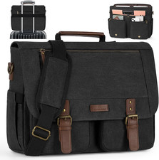 Messenger Bag for Men 15.6-17.3 Inch Laptop Bag Water-Resistant Canvas Briefcase