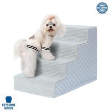 Dog Stairs for Small Dogs 17.5 Inch 4 Step Foam Pet Ramp for Bed Couch Washable