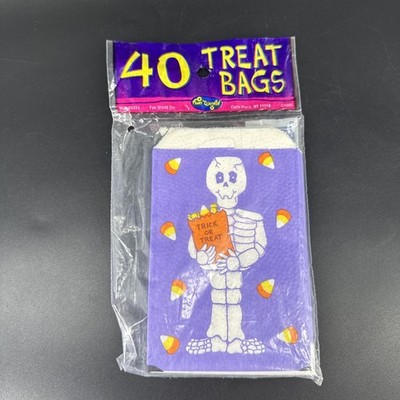 Fun World 1995 40 Vintage Halloween Trick Or Treat Paper Bags Skeletons  9434