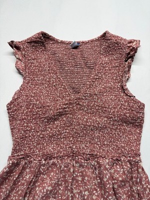 Old Navy Fit & Flare Maxi Dress Womens S Dusty Rose Ditsy Floral Print  Smocked | eBay