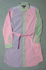 Polo Ralph Lauren Seersucker Shirt Dress Girl's Sz Multicolor Stripes Textured