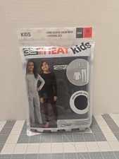 32 Degrees Heat Kids Baselayer Long Sleeve Crew Neck Legging Set, BLACK Med