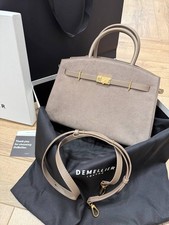 DeMellier London Midi Hudson Taupe Suede Top Handle Crossbody Bag