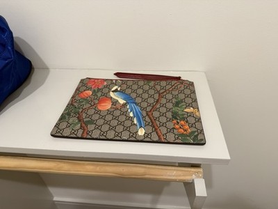 Gucci 431416 Large Canvas Clutch Bag Floral Bird Print - Main Image