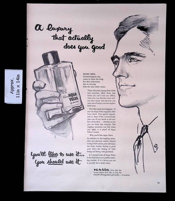 1952 William's AQUA VELVA After Shave Lotion Luxury Does You Good Print Ad 54464