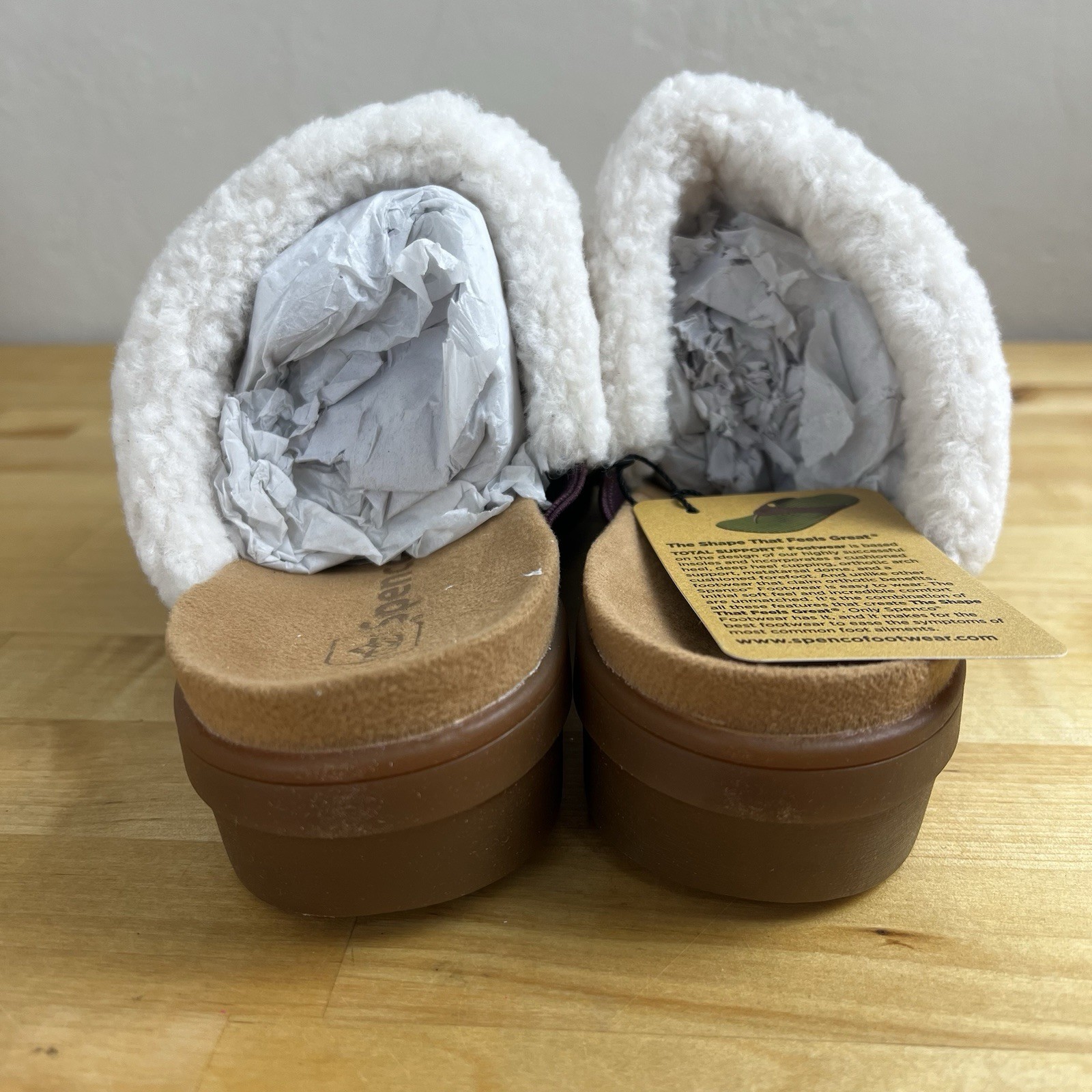 Spenco Clog Northridge Cozy Burgundy Faux Sherpa Trim Slip On Women's Size 10