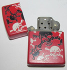 ZIPPO Flip Top Lighter Red w/ Black & White Pirate Poison Skulls Cross Bones — photo 4