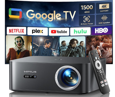 Beamer 4K [1500 ANSI|Google TV] FHD 1080P Beamer Heimkino 4K Unterstützt