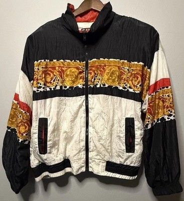 90s Tesport Windbreaker Jacket XL Baroque Print Track Vintage Clean