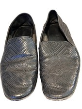 Jimmy Choo Men s Loafers Size 45 Black Leather Woven Slip On Made in Italy