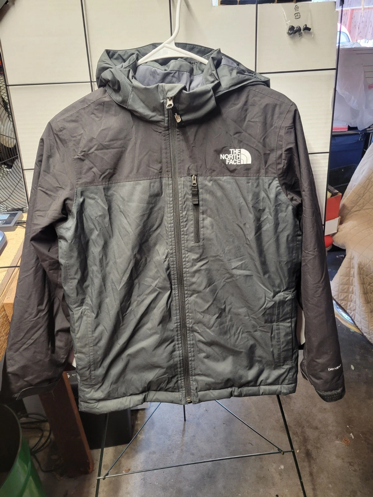 The North Face Boys Large 14/16 Warm Storm Waterproof DryVent Jacket Grey Black