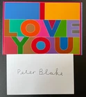 Peter Blake Signed Autograph White Index Card I Love You Art & Free Photo COA