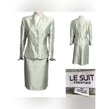 Le Suit Blazer Skirt Set 10 light Green long sleeve knee length church fall