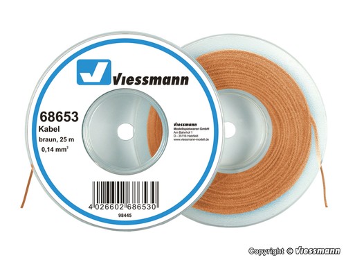 (8707) Viessmann 68653 cable en bobina enrollable 0,14 mm², marrón, 25 m nuevo y embalaje original | Condition: Neu
