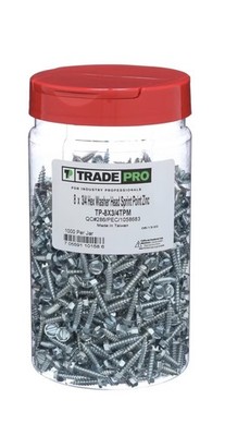 Trade Pro #8 x 3/4 Hex Washer Head Zinc Screws TP-8X3/4TPM 1000 Pack