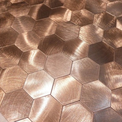 5 x Mosaik Fliesenaufkleber selbstklebend Metall Sechseck Bronze Easy Fit Metall