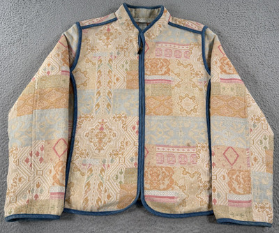 Napa Valley Blues Jacket Womens PL Beige Full Zip Tapestry Classic Casual Canvas