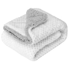 Reversible Fuzzy Sherpa Baby Blanket - Soft Coral Fleece for Crib, Stroller,