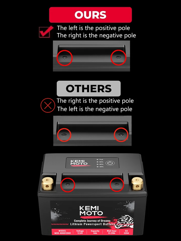 Batería de litio para motocicleta KEMIMOTO 12v 4Ah YTX9-BS YTX7A-BS para ATV UTV Can Am Foto 4 de 4